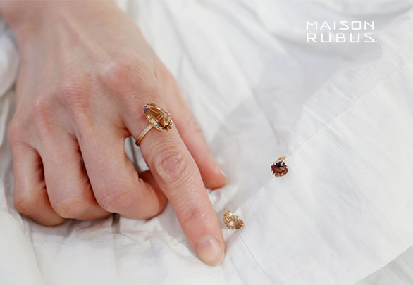 MAISON RUBUS.オレゴンサンストーンのリングとピアス