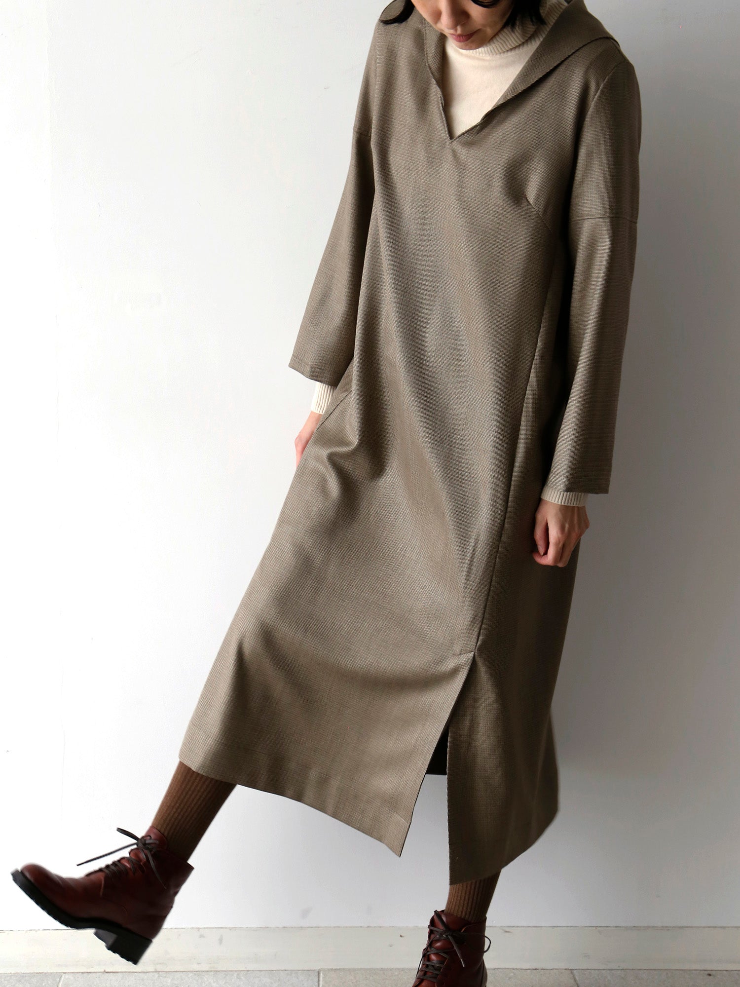 ハウンドトゥース・セピア（身長166cm）